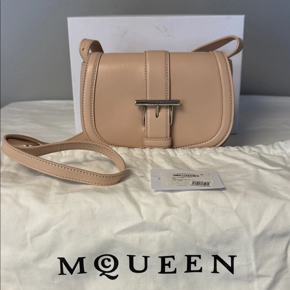 McQueen Mini T-Bar Leather Shoulder Crossbody Bag – Blush Pink – NIB - Picture 1 of 11